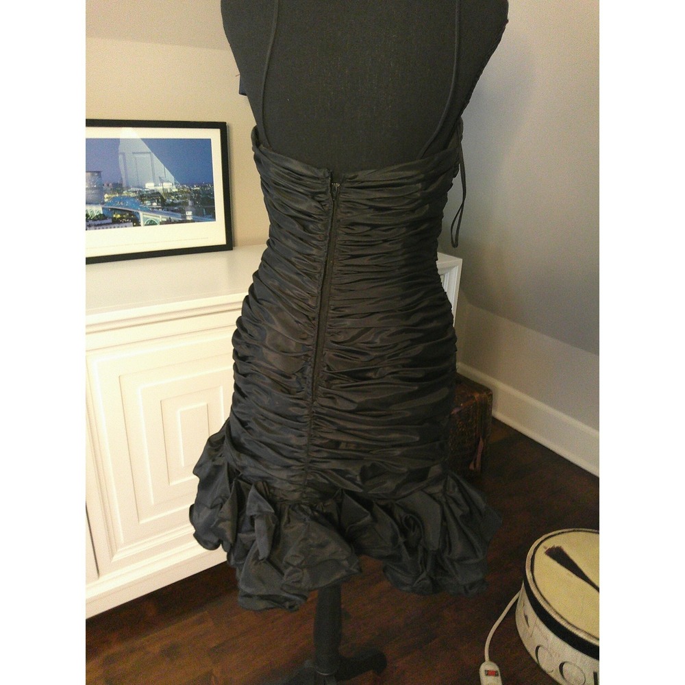 Chris Kole Cocktail Dress Womens Small Black Excellent Vintage Ruched Bubble Hem - Picture 14 of 14